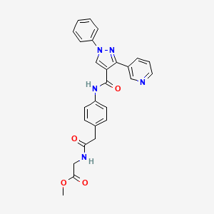 Methyl 2-[[2-[4-[(1-phenyl-3-pyridin-3-ylpyrazole-4-carbonyl)amino]phenyl]acetyl]amino]acetate
