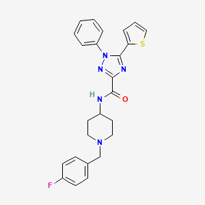 molecular formula C25H24FN5OS B7551093 N-[1-[(4-fluorophenyl)methyl]piperidin-4-yl]-1-phenyl-5-thiophen-2-yl-1,2,4-triazole-3-carboxamide 
