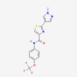 molecular formula C15H11F3N4O2S B7551097 2-(1-methylpyrazol-4-yl)-N-[4-(trifluoromethoxy)phenyl]-1,3-thiazole-4-carboxamide 