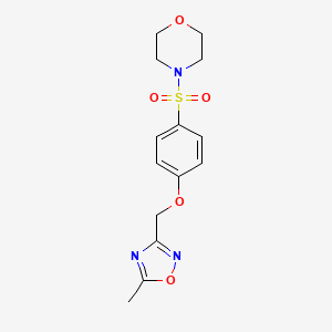 molecular formula C14H17N3O5S B7551103 4-[4-[(5-Methyl-1,2,4-oxadiazol-3-yl)methoxy]phenyl]sulfonylmorpholine 