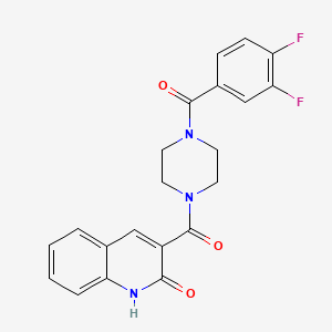 molecular formula C21H17F2N3O3 B7551156 3-[4-(3,4-difluorobenzoyl)piperazine-1-carbonyl]-1H-quinolin-2-one 