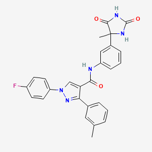 molecular formula C27H22FN5O3 B7551166 1-(4-fluorophenyl)-N-[3-(4-methyl-2,5-dioxoimidazolidin-4-yl)phenyl]-3-(3-methylphenyl)pyrazole-4-carboxamide 
