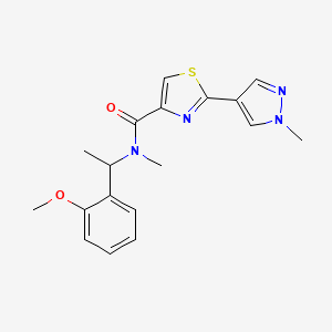 molecular formula C18H20N4O2S B7551168 N-[1-(2-methoxyphenyl)ethyl]-N-methyl-2-(1-methylpyrazol-4-yl)-1,3-thiazole-4-carboxamide 