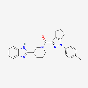 molecular formula C26H27N5O B7551179 [3-(1H-benzimidazol-2-yl)piperidin-1-yl]-[1-(4-methylphenyl)-5,6-dihydro-4H-cyclopenta[c]pyrazol-3-yl]methanone 