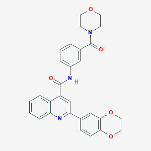 molecular formula C29H25N3O5 B7551190 2-(2,3-dihydro-1,4-benzodioxin-6-yl)-N-[3-(morpholine-4-carbonyl)phenyl]quinoline-4-carboxamide 