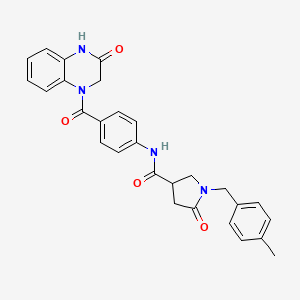 1-[(4-methylphenyl)methyl]-5-oxo-N-[4-(3-oxo-2,4-dihydroquinoxaline-1-carbonyl)phenyl]pyrrolidine-3-carboxamide