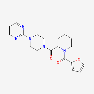 molecular formula C19H23N5O3 B7551230 [1-(Furan-2-carbonyl)piperidin-2-yl]-(4-pyrimidin-2-ylpiperazin-1-yl)methanone 