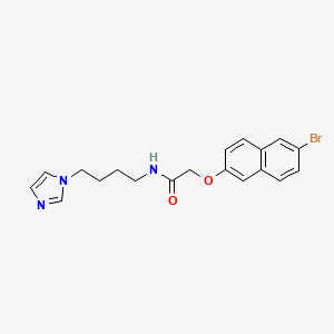 molecular formula C19H20BrN3O2 B7551251 2-(6-bromonaphthalen-2-yl)oxy-N-(4-imidazol-1-ylbutyl)acetamide 