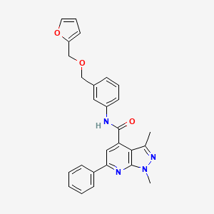 molecular formula C27H24N4O3 B7551257 N-[3-(furan-2-ylmethoxymethyl)phenyl]-1,3-dimethyl-6-phenylpyrazolo[3,4-b]pyridine-4-carboxamide 