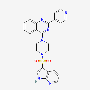 molecular formula C24H21N7O2S B7551347 2-pyridin-4-yl-4-[4-(1H-pyrrolo[2,3-b]pyridin-3-ylsulfonyl)piperazin-1-yl]quinazoline 
