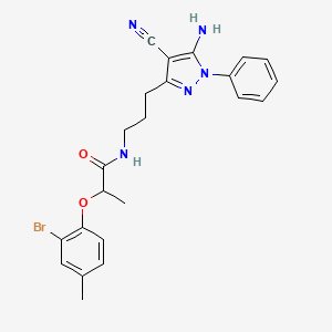 molecular formula C23H24BrN5O2 B7551385 N-[3-(5-amino-4-cyano-1-phenylpyrazol-3-yl)propyl]-2-(2-bromo-4-methylphenoxy)propanamide 