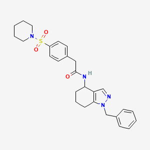 molecular formula C27H32N4O3S B7551387 N-(1-benzyl-4,5,6,7-tetrahydroindazol-4-yl)-2-(4-piperidin-1-ylsulfonylphenyl)acetamide 