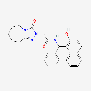 molecular formula C26H26N4O3 B7551399 N-[(2-hydroxynaphthalen-1-yl)-phenylmethyl]-2-(3-oxo-6,7,8,9-tetrahydro-5H-[1,2,4]triazolo[4,3-a]azepin-2-yl)acetamide 