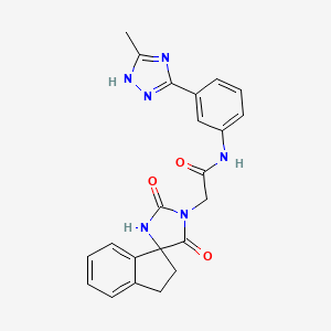 molecular formula C22H20N6O3 B7551402 2-(2',5'-dioxospiro[1,2-dihydroindene-3,4'-imidazolidine]-1'-yl)-N-[3-(5-methyl-1H-1,2,4-triazol-3-yl)phenyl]acetamide 