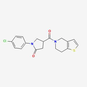 molecular formula C18H17ClN2O2S B7551406 1-(4-chlorophenyl)-4-(6,7-dihydro-4H-thieno[3,2-c]pyridine-5-carbonyl)pyrrolidin-2-one 