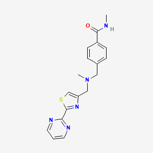 molecular formula C18H19N5OS B7551409 N-methyl-4-[[methyl-[(2-pyrimidin-2-yl-1,3-thiazol-4-yl)methyl]amino]methyl]benzamide 