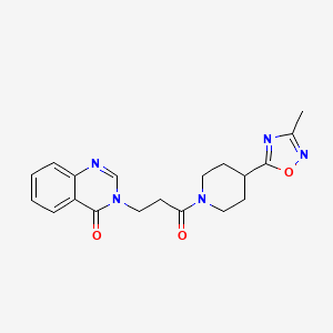 molecular formula C19H21N5O3 B7551435 3-[3-[4-(3-Methyl-1,2,4-oxadiazol-5-yl)piperidin-1-yl]-3-oxopropyl]quinazolin-4-one 