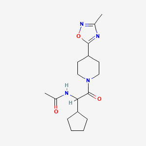 molecular formula C17H26N4O3 B7551455 N-[1-cyclopentyl-2-[4-(3-methyl-1,2,4-oxadiazol-5-yl)piperidin-1-yl]-2-oxoethyl]acetamide 