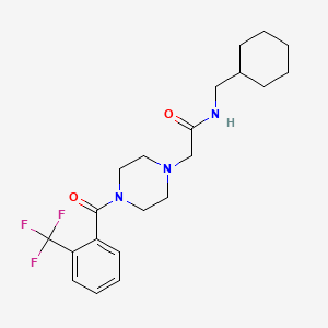 molecular formula C21H28F3N3O2 B7551472 N-(cyclohexylmethyl)-2-[4-[2-(trifluoromethyl)benzoyl]piperazin-1-yl]acetamide 