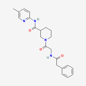 molecular formula C22H26N4O3 B7551489 N-(5-methylpyridin-2-yl)-1-[2-[(2-phenylacetyl)amino]acetyl]piperidine-3-carboxamide 