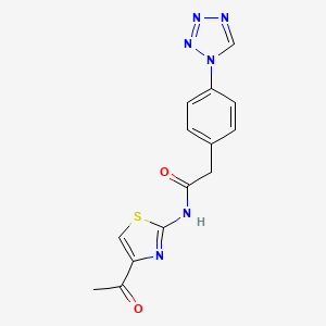 molecular formula C14H12N6O2S B7551494 N-(4-acetyl-1,3-thiazol-2-yl)-2-[4-(tetrazol-1-yl)phenyl]acetamide 