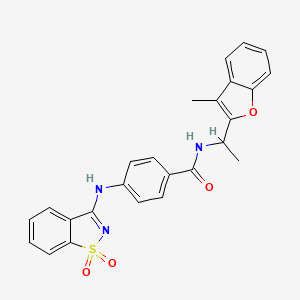 molecular formula C25H21N3O4S B7551502 4-[(1,1-dioxo-1,2-benzothiazol-3-yl)amino]-N-[1-(3-methyl-1-benzofuran-2-yl)ethyl]benzamide 