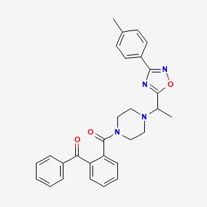 [2-[4-[1-[3-(4-Methylphenyl)-1,2,4-oxadiazol-5-yl]ethyl]piperazine-1-carbonyl]phenyl]-phenylmethanone