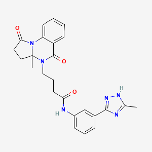 molecular formula C25H26N6O3 B7551536 4-(3a-methyl-1,5-dioxo-2,3-dihydropyrrolo[1,2-a]quinazolin-4-yl)-N-[3-(5-methyl-1H-1,2,4-triazol-3-yl)phenyl]butanamide 