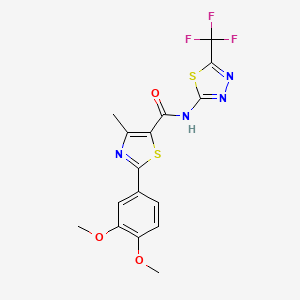 molecular formula C16H13F3N4O3S2 B7551550 2-(3,4-dimethoxyphenyl)-4-methyl-N-[5-(trifluoromethyl)-1,3,4-thiadiazol-2-yl]-1,3-thiazole-5-carboxamide 