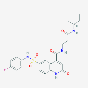molecular formula C23H25FN4O5S B7551558 N-[3-(butan-2-ylamino)-3-oxopropyl]-6-[(4-fluorophenyl)sulfamoyl]-2-oxo-1H-quinoline-4-carboxamide 