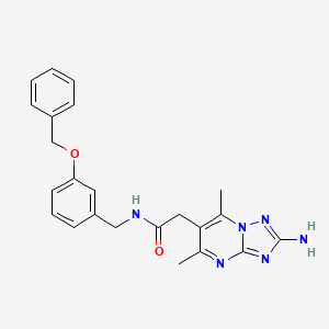 molecular formula C23H24N6O2 B7551561 2-(2-amino-5,7-dimethyl-[1,2,4]triazolo[1,5-a]pyrimidin-6-yl)-N-[(3-phenylmethoxyphenyl)methyl]acetamide 