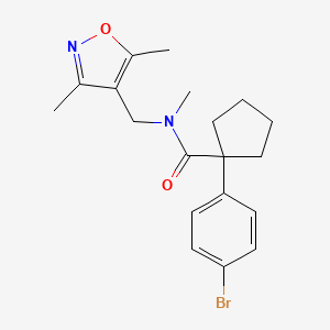 molecular formula C19H23BrN2O2 B7551589 1-(4-bromophenyl)-N-[(3,5-dimethyl-1,2-oxazol-4-yl)methyl]-N-methylcyclopentane-1-carboxamide 
