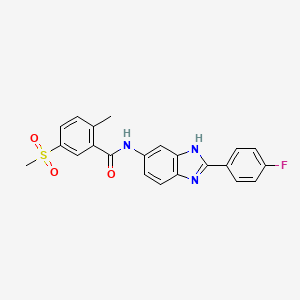 molecular formula C22H18FN3O3S B7551599 N-[2-(4-fluorophenyl)-3H-benzimidazol-5-yl]-2-methyl-5-methylsulfonylbenzamide 