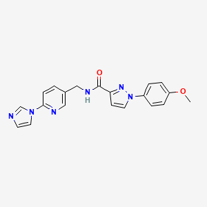 molecular formula C20H18N6O2 B7551616 N-[(6-imidazol-1-ylpyridin-3-yl)methyl]-1-(4-methoxyphenyl)pyrazole-3-carboxamide 