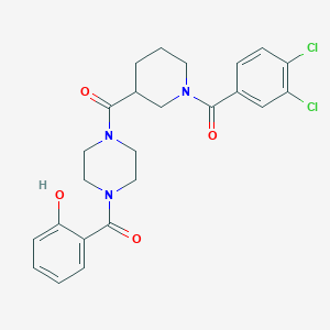 molecular formula C24H25Cl2N3O4 B7551629 [1-(3,4-Dichlorobenzoyl)piperidin-3-yl]-[4-(2-hydroxybenzoyl)piperazin-1-yl]methanone 