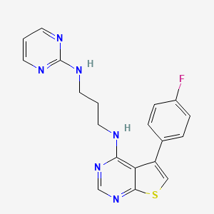 molecular formula C19H17FN6S B7551637 N-[5-(4-fluorophenyl)thieno[2,3-d]pyrimidin-4-yl]-N'-pyrimidin-2-ylpropane-1,3-diamine 