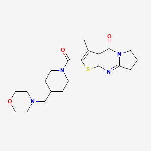 molecular formula C21H28N4O3S B7551684 4-Methyl-5-[4-(morpholin-4-ylmethyl)piperidine-1-carbonyl]-6-thia-1,8-diazatricyclo[7.3.0.03,7]dodeca-3(7),4,8-trien-2-one 