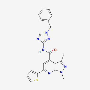 molecular formula C22H19N7OS B7551691 N-(1-benzyl-1,2,4-triazol-3-yl)-1,3-dimethyl-6-thiophen-2-ylpyrazolo[3,4-b]pyridine-4-carboxamide 