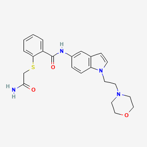 molecular formula C23H26N4O3S B7551694 2-(2-amino-2-oxoethyl)sulfanyl-N-[1-(2-morpholin-4-ylethyl)indol-5-yl]benzamide 