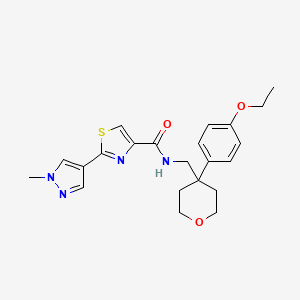 molecular formula C22H26N4O3S B7551702 N-[[4-(4-ethoxyphenyl)oxan-4-yl]methyl]-2-(1-methylpyrazol-4-yl)-1,3-thiazole-4-carboxamide 