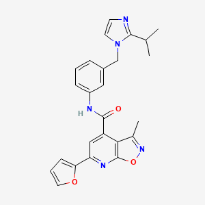 molecular formula C25H23N5O3 B7551709 6-(furan-2-yl)-3-methyl-N-[3-[(2-propan-2-ylimidazol-1-yl)methyl]phenyl]-[1,2]oxazolo[5,4-b]pyridine-4-carboxamide 