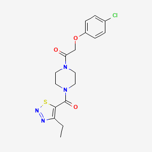 molecular formula C17H19ClN4O3S B7551757 2-(4-Chlorophenoxy)-1-[4-(4-ethylthiadiazole-5-carbonyl)piperazin-1-yl]ethanone 