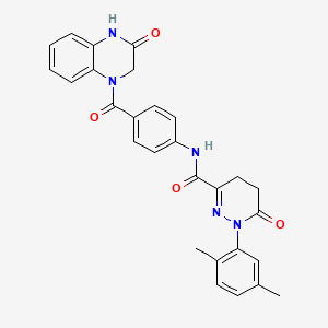 molecular formula C28H25N5O4 B7551770 1-(2,5-dimethylphenyl)-6-oxo-N-[4-(3-oxo-2,4-dihydroquinoxaline-1-carbonyl)phenyl]-4,5-dihydropyridazine-3-carboxamide 