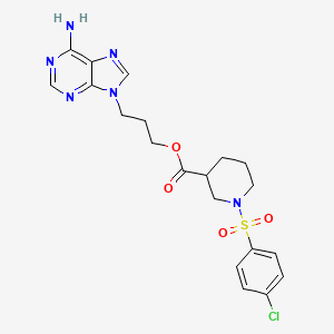 molecular formula C20H23ClN6O4S B7551787 3-(6-Aminopurin-9-yl)propyl 1-(4-chlorophenyl)sulfonylpiperidine-3-carboxylate 