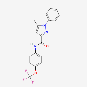 molecular formula C18H14F3N3O2 B7551796 5-methyl-1-phenyl-N-[4-(trifluoromethoxy)phenyl]pyrazole-3-carboxamide 