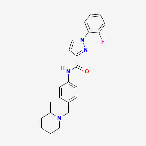 molecular formula C23H25FN4O B7551808 1-(2-fluorophenyl)-N-[4-[(2-methylpiperidin-1-yl)methyl]phenyl]pyrazole-3-carboxamide 