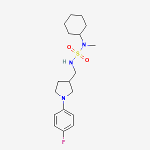 molecular formula C18H28FN3O2S B7551820 3-[[[Cyclohexyl(methyl)sulfamoyl]amino]methyl]-1-(4-fluorophenyl)pyrrolidine 