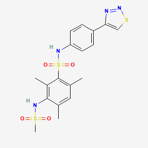 molecular formula C18H20N4O4S3 B7551822 3-(methanesulfonamido)-2,4,6-trimethyl-N-[4-(thiadiazol-4-yl)phenyl]benzenesulfonamide 