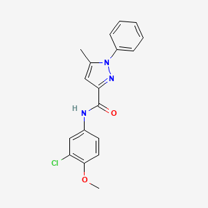 molecular formula C18H16ClN3O2 B7551876 N-(3-chloro-4-methoxyphenyl)-5-methyl-1-phenylpyrazole-3-carboxamide 