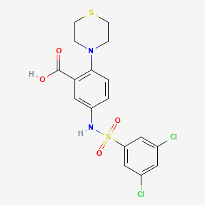 molecular formula C17H16Cl2N2O4S2 B7551892 5-[(3,5-Dichlorophenyl)sulfonylamino]-2-thiomorpholin-4-ylbenzoic acid 